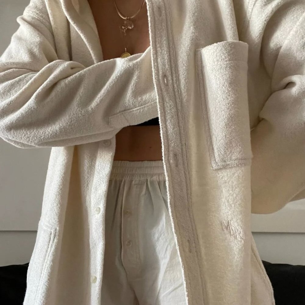 Maison des reves NY Oversized Button Up Shirt in Brushed Organic Cotton Terry - Picture 5 of 14